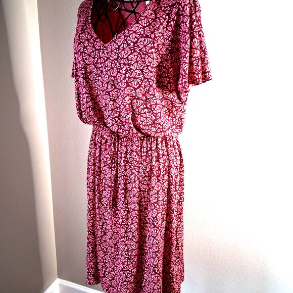GAP Red Ruched Midi Dress with Dolman Sleeves - Picture 1 of 5